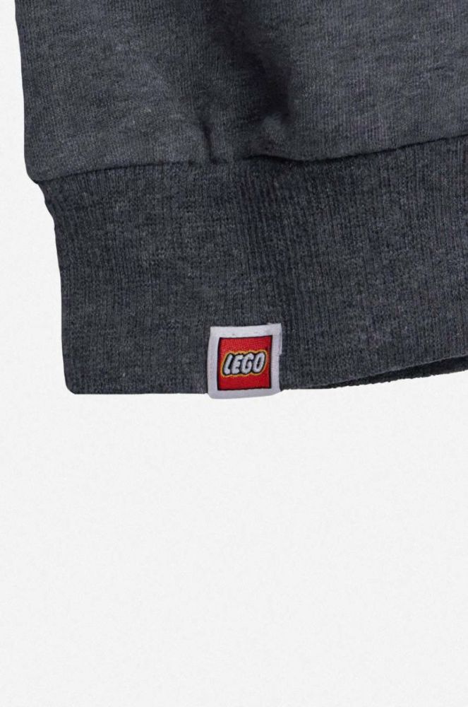 Дитяча бавовняна кофта Lego колір сірий з капюшоном однотонна Bluza Lego Wear Full Zip Hoodie 12010642 995 фото 3