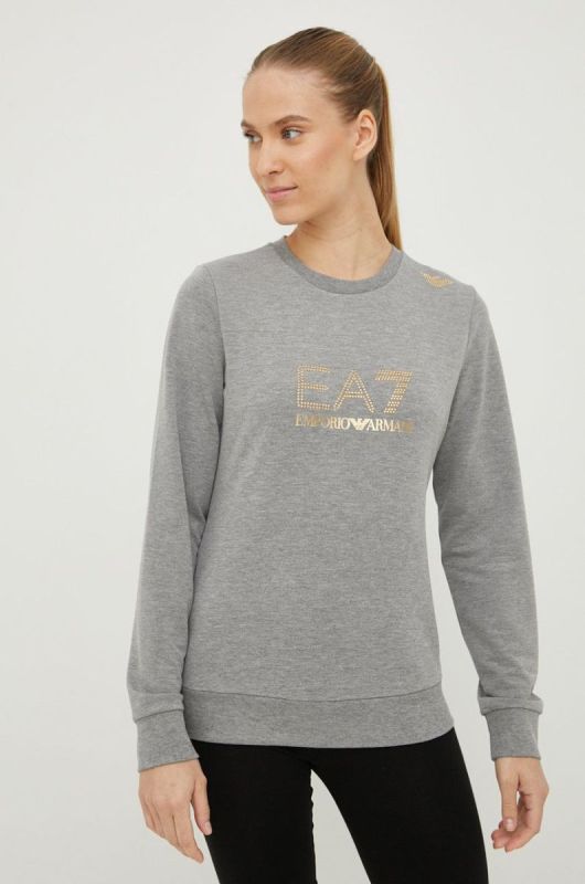 Кофта EA7 Emporio Armani жіноча колір сірий з аплікацією фото 2