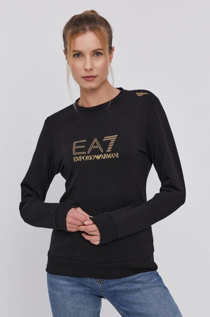Кофта EA7 Emporio Armani жіноча колір чорний з аплікацією (1456828)