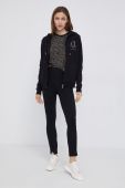 Бавовняна кофта Armani Exchange жіноча колір чорний з аплікацією (1768245)