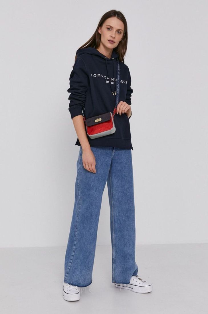Кофта Tommy Hilfiger жіноча колір синій з аплікацією (1525940)
