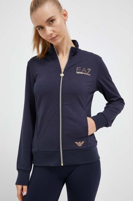 Кофта EA7 Emporio Armani жіноча колір синій з аплікацією