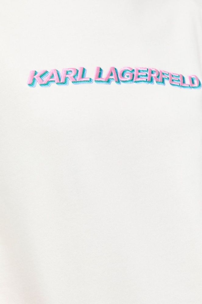 Бавовняна кофта Karl Lagerfeld жіноча колір білий з аплікацією (2489200) фото 6