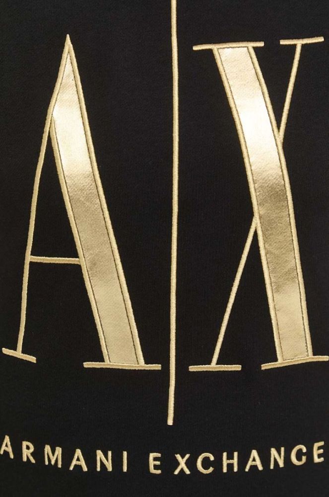 Бавовняна кофта Armani Exchange жіноча колір чорний з аплікацією (2956851) фото 5