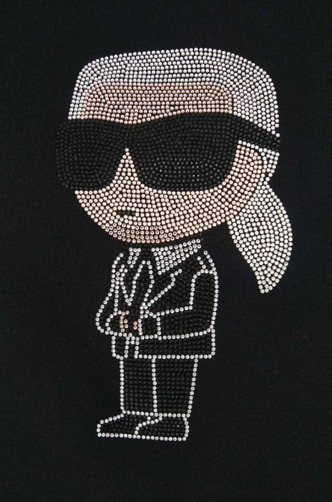 Бавовняна кофта Karl Lagerfeld жіноча колір чорний з аплікацією (3102611) фото 5