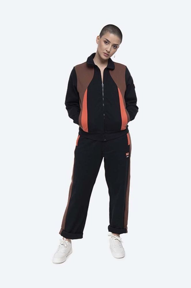 Кофта Wood Wood Evonn x Fila жіноча колір чорний візерунок 688378.B028-BLACK фото 2