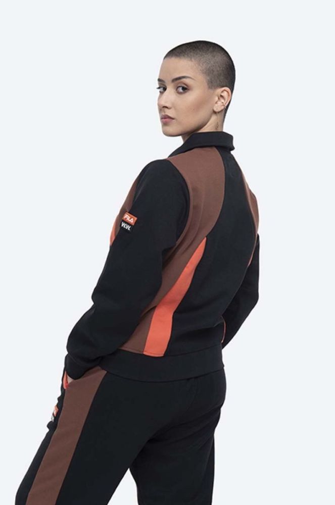 Кофта Wood Wood Evonn x Fila жіноча колір чорний візерунок 688378.B028-BLACK фото 3