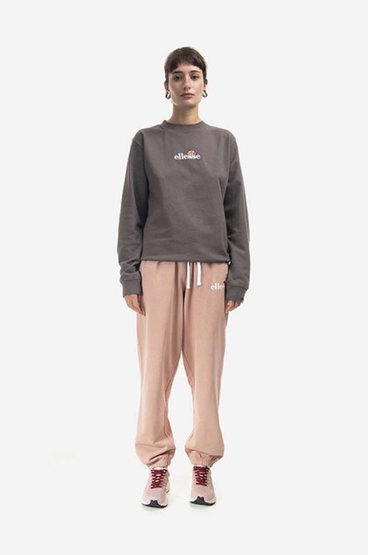 Бавовняна кофта Ellesse Sappan Sweatshirt жіноча колір сірий з принтом SGM13149-BROWN фото 2