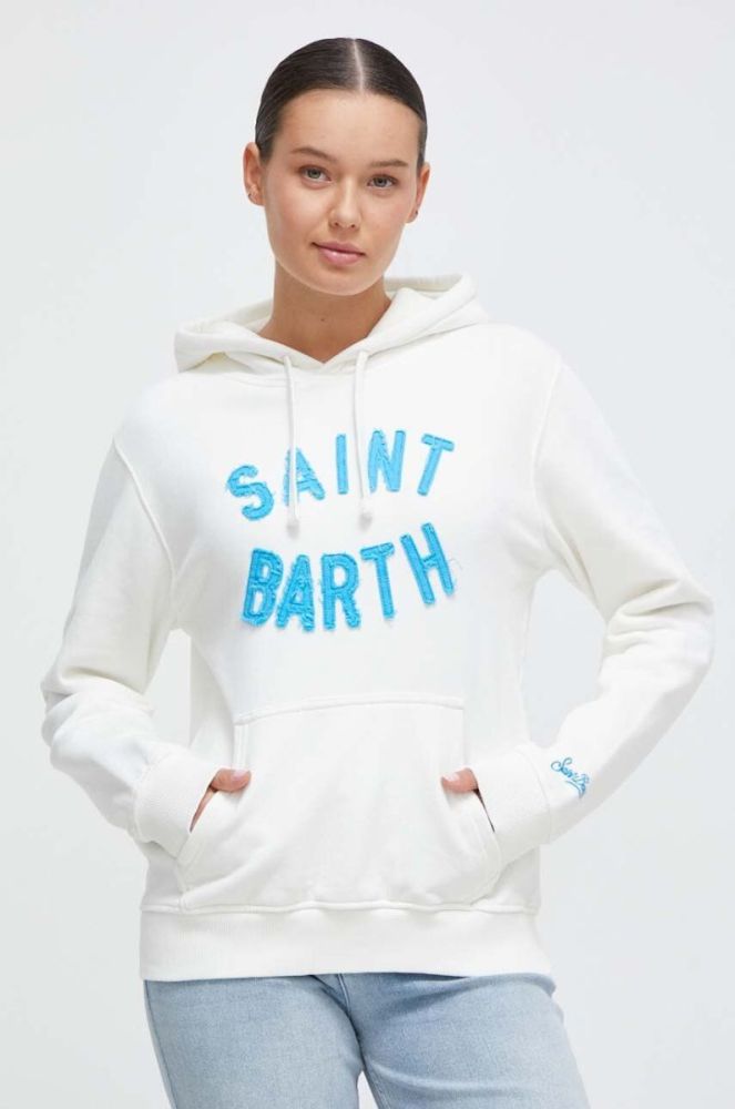 Бавовняна кофта MC2 Saint Barth жіноча колір білий з капюшоном з аплікацією фото 4