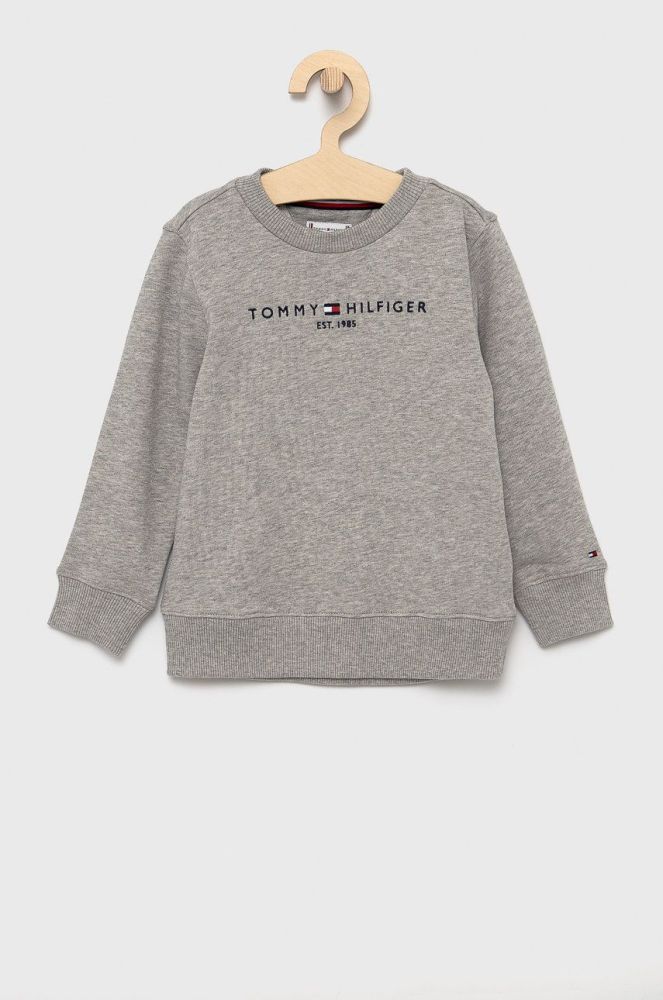 Дитяча бавовняна кофта Tommy Hilfiger колір сірий з аплікацією (1657148)