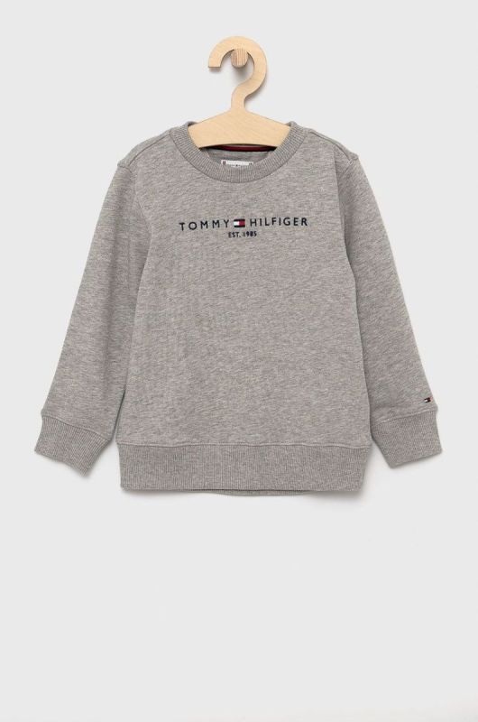 Дитяча бавовняна кофта Tommy Hilfiger колір сірий з аплікацією (1657148)