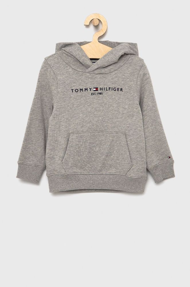 Дитяча бавовняна кофта Tommy Hilfiger колір сірий з аплікацією (1655602)