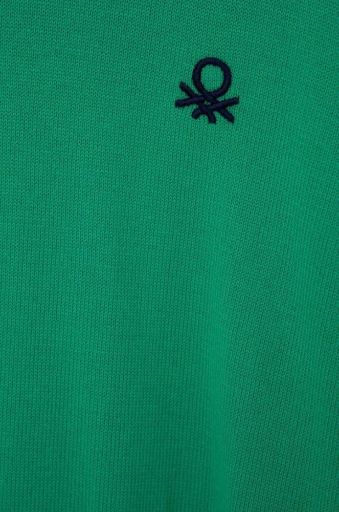 Дитячий бавовняний светр United Colors of Benetton колір зелений легкий (2968769) фото 3
