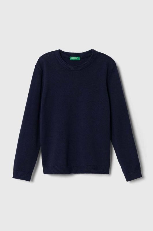 Дитячий бавовняний светр United Colors of Benetton колір синій легкий (3412931)