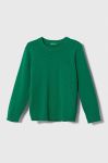 Дитячий бавовняний светр United Colors of Benetton колір зелений легкий (3412925)