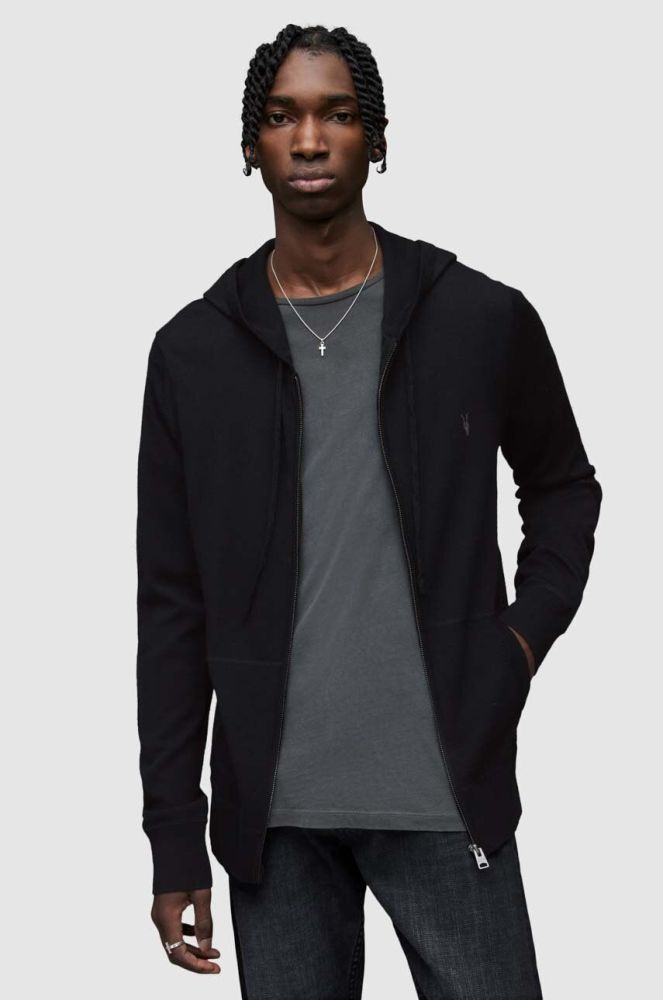 AllSaints Кофта Mode Merino Zip Hood колір чорний