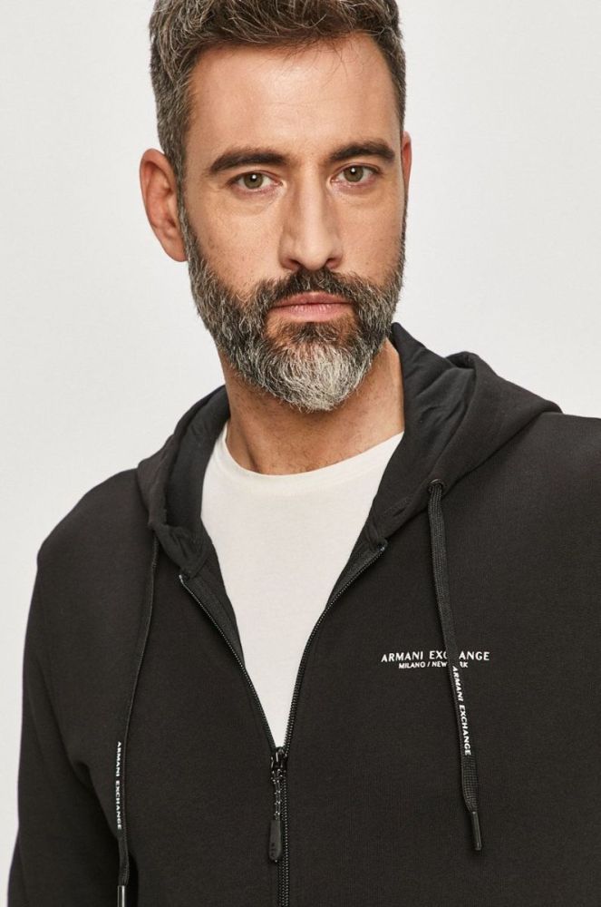 Кофта Armani Exchange чоловіча колір чорний з принтом (710764) фото 4