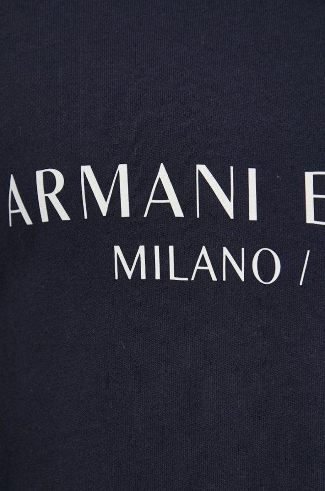 Бавовняна кофта Armani Exchange чоловіча колір синій з принтом фото 5