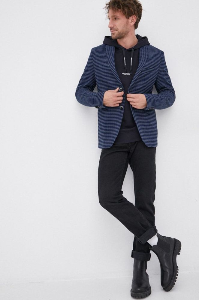 Кофта Armani Exchange чоловіча колір синій з принтом (1827075) фото 4