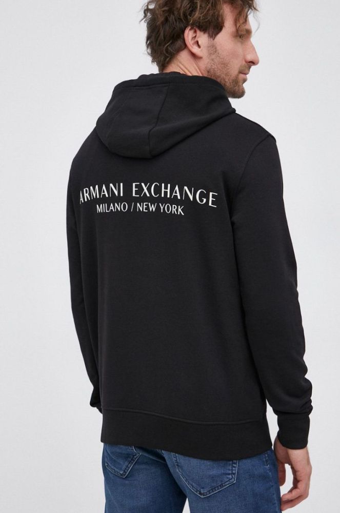 Кофта Armani Exchange чоловіча колір чорний з принтом (1827071) фото 3