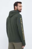 Кофта EA7 Emporio Armani чоловіча колір зелений з капюшоном з принтом