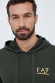 Кофта EA7 Emporio Armani чоловіча колір зелений з капюшоном з принтом