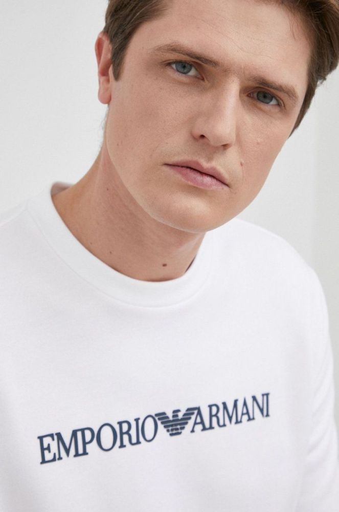 Кофта Emporio Armani чоловіча колір білий з принтом фото 4
