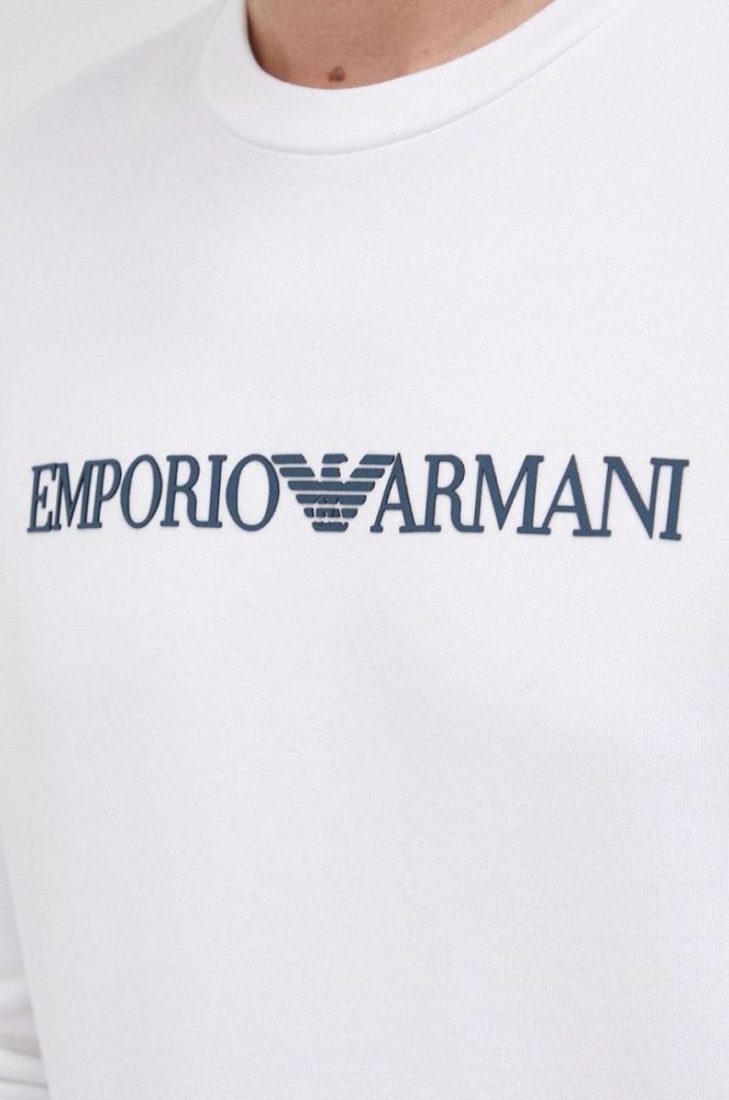Кофта Emporio Armani чоловіча колір білий з принтом фото 5