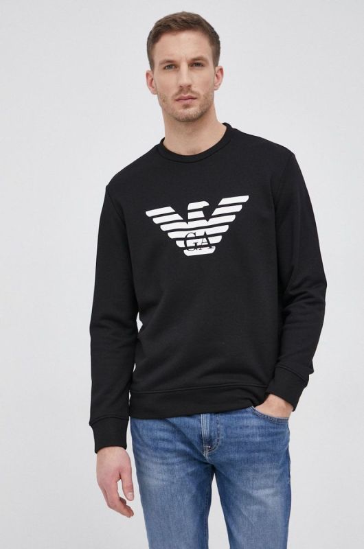 Кофта Emporio Armani чоловіча колір чорний з принтом