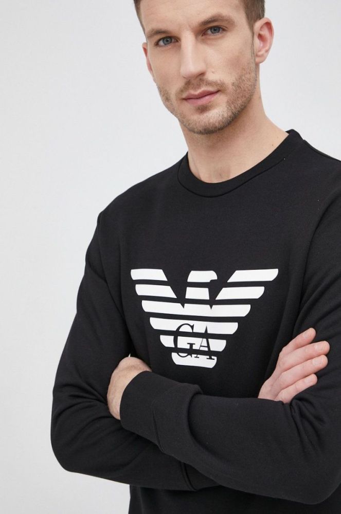 Кофта Emporio Armani чоловіча колір чорний з принтом фото 4