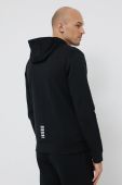 Бавовняна кофта EA7 Emporio Armani чоловіча колір чорний гладка