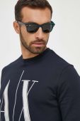 Бавовняна кофта Armani Exchange чоловіча колір синій з аплікацією (3380712)