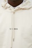 Бавовняна кофта Les Deux чоловіча колір бежевий з капюшоном з принтом (3035055)