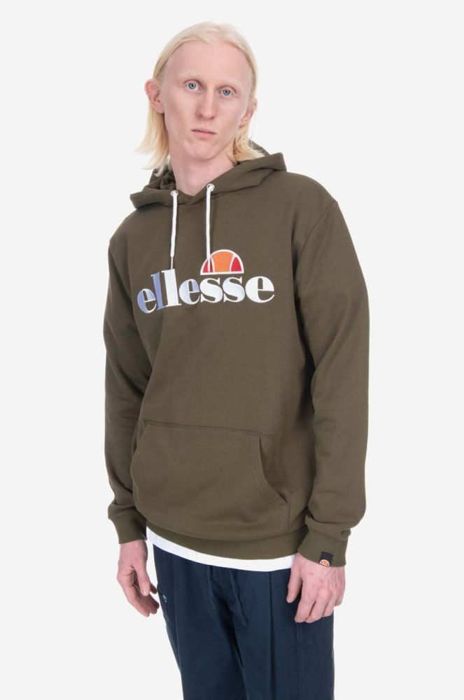 Кофта Ellesse SHK13288 Ferrer чоловіча колір зелений з капюшоном однотонна SHK13288-KHAKI (3518354)