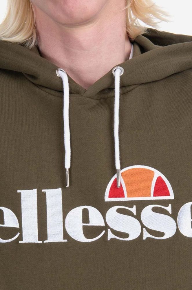 Кофта Ellesse SHK13288 Ferrer чоловіча колір зелений з капюшоном однотонна SHK13288-KHAKI (3518354) фото 2
