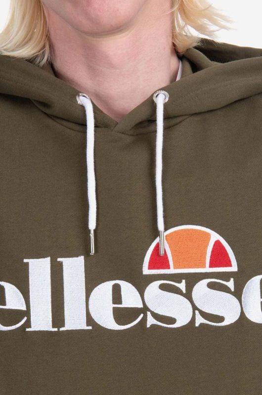 Кофта Ellesse SHK13288 Ferrer чоловіча колір зелений з капюшоном однотонна SHK13288-KHAKI (3518354) фото 2