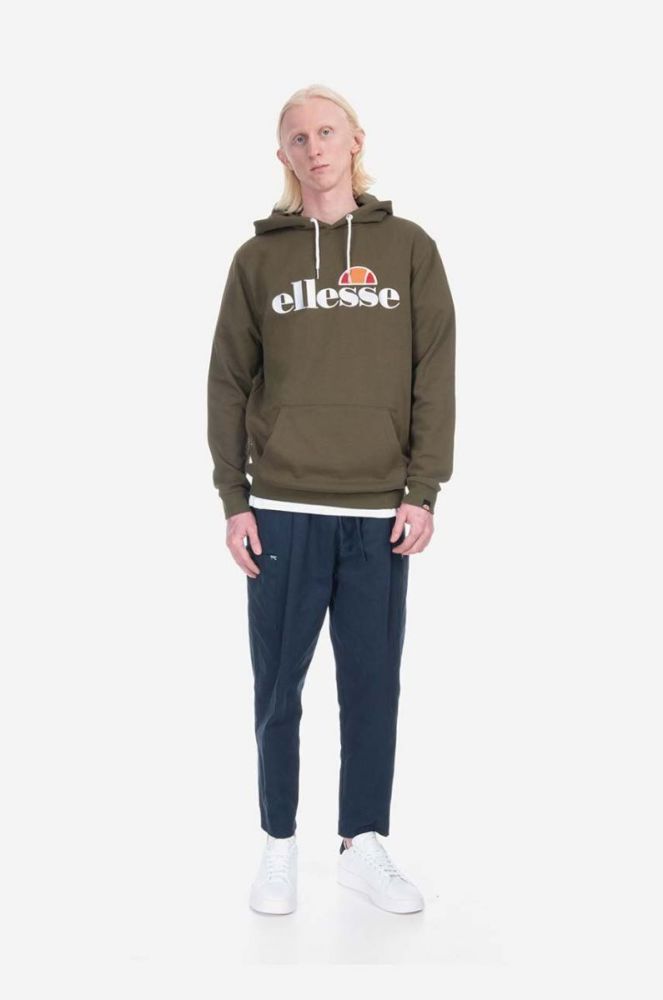 Кофта Ellesse SHK13288 Ferrer чоловіча колір зелений з капюшоном однотонна SHK13288-KHAKI (3518354) фото 4