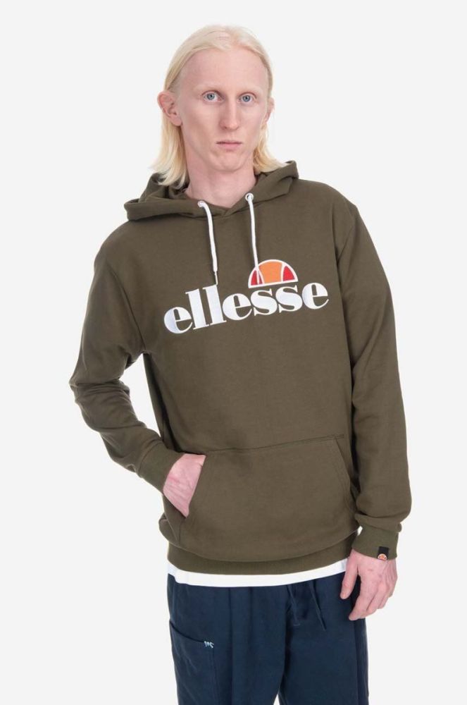 Кофта Ellesse SHK13288 Ferrer чоловіча колір зелений з капюшоном однотонна SHK13288-KHAKI (3518354) фото 5