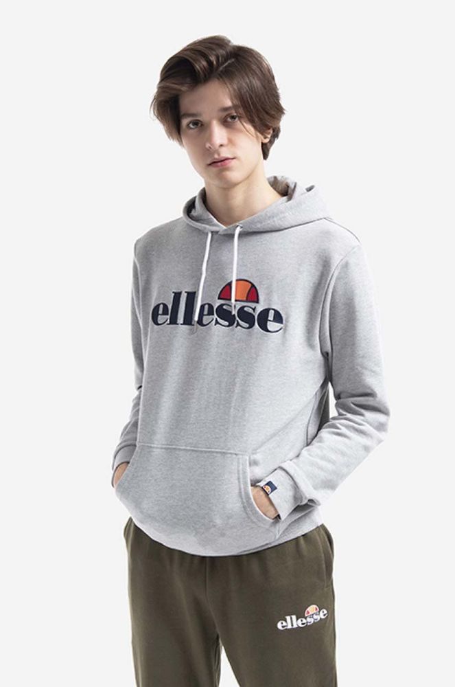 Кофта Ellesse SHK13288 Ferrer чоловіча колір зелений з капюшоном однотонна SHK13288-KHAKI (3518346)