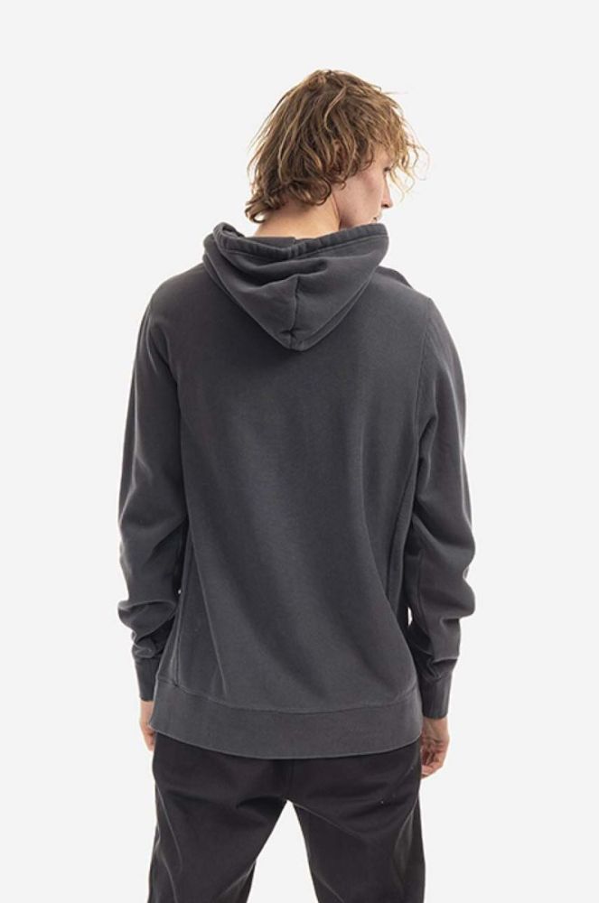 Кофта HUF Monotone P/O Fleece чоловіча колір сірий з капюшоном з аплікацією фото 3