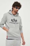 Кофта Alpha Industries чоловіча колір сірий з капюшоном з принтом 178312.17-grey