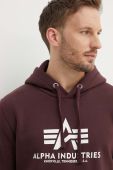 Кофта Alpha Industries чоловіча колір бордовий з капюшоном з принтом 178312.21-maroon