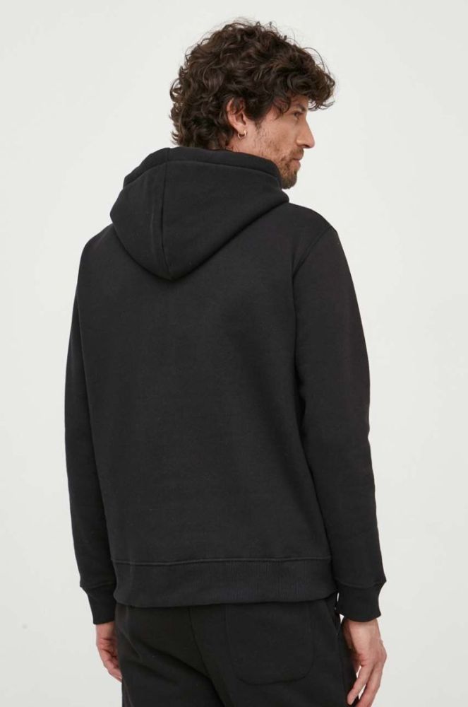 Кофта Alpha Industries Basic чоловіча колір чорний з капюшоном з принтом 196318.03-black фото 3