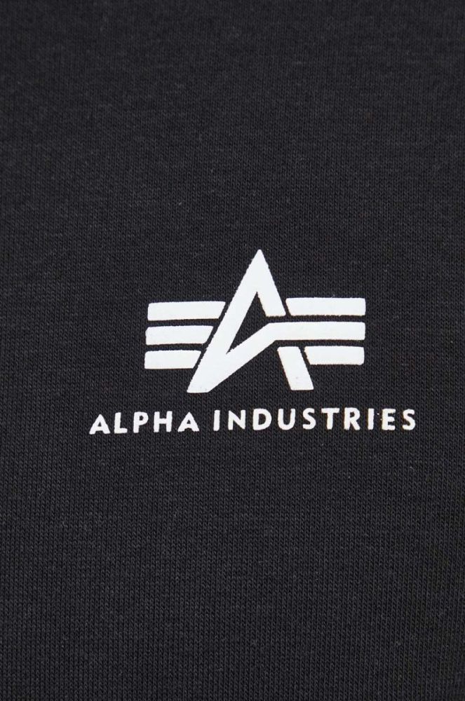 Кофта Alpha Industries Basic чоловіча колір чорний з капюшоном з принтом 196318.03-black фото 5