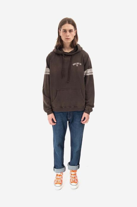 Бавовняна кофта Guess чоловіча колір коричневий з капюшоном візерунок Bluza GUESS USA Washed Hoodie M2BQ00KBB40 G1CG M2BQ00.KBB40-CYSM