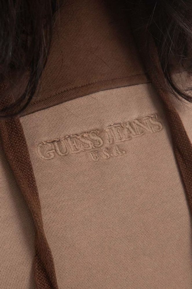 Бавовняна кофта Guess чоловіча колір коричневий з капюшоном візерунок Bluza GUESS USA Two Tone Hoodie M2BQ02KBB40 A119 M2BQ02.KBB40-A119 фото 10