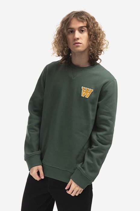 Бавовняна кофта Wood Wood Tye AA Patches Sweatshirt чоловіча колір зелений з аплікацією 10235602.2424-FORESTG