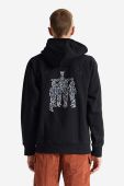 Бавовняна кофта Wood Wood Fred JC чоловіча колір чорний з капюшоном з принтом 12215600.2493-BLACK