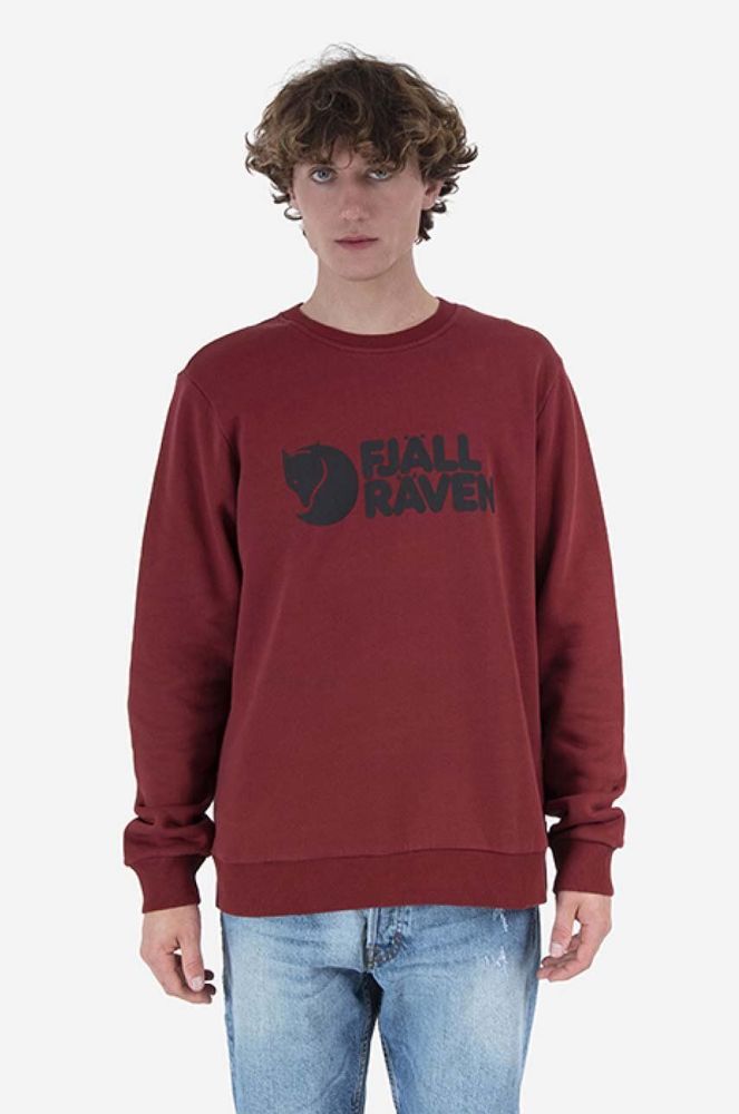 Бавовняна кофта Fjallraven Logo Sweater чоловіча колір червоний з аплікацією F84142-345