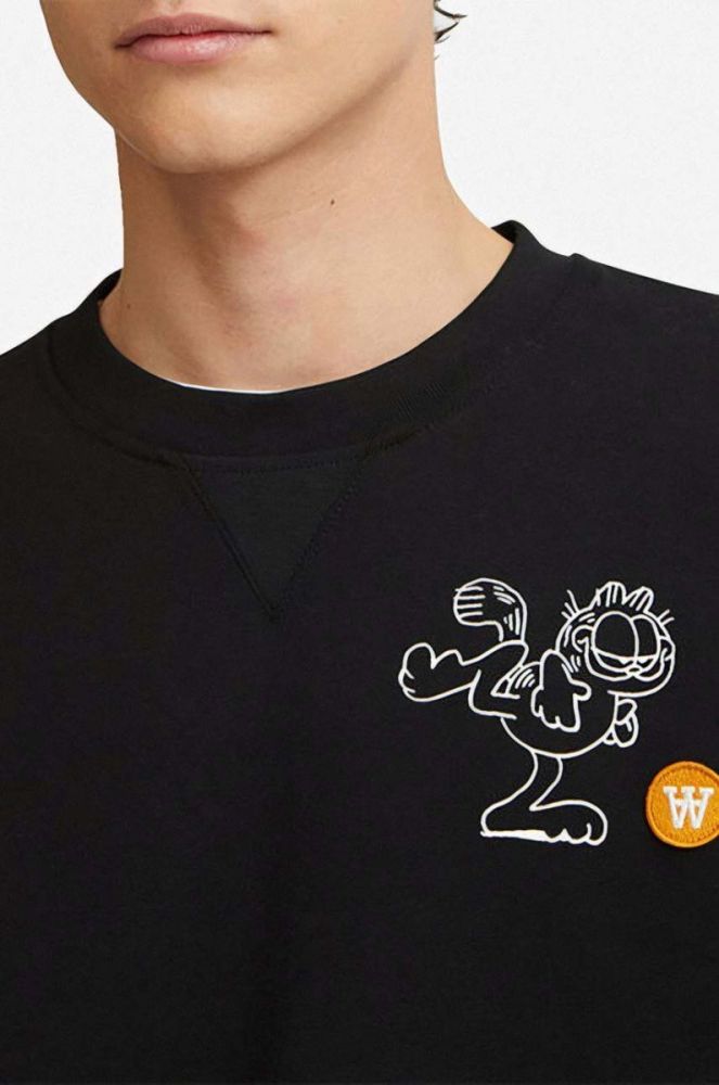Бавовняна кофта Wood Wood X Garfield Tye чоловіча колір чорний з принтом 30045600.2424-GREYMELANG фото 3